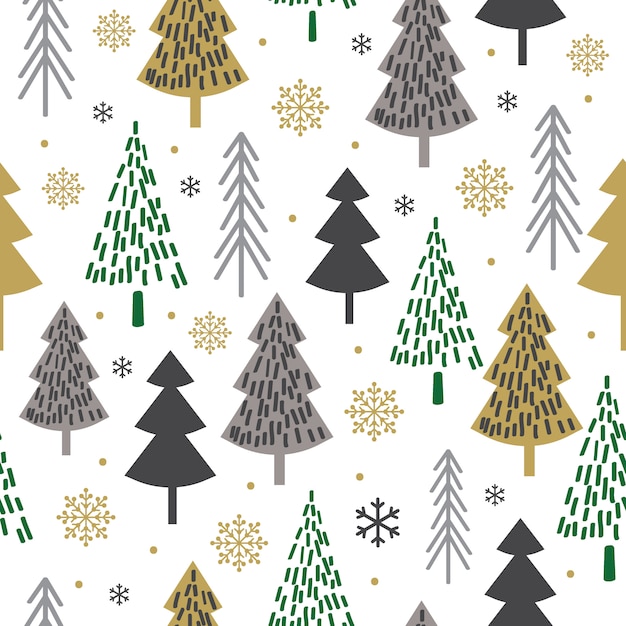 Patrones de Navidad sin fisuras con diseño de árbol, fondo de Navidad, papel decorativo, adecuado para papel de regalo, papel tapiz, ilustración vectorial