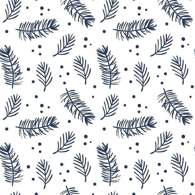 Patrones de Navidad sin fisuras con ramas de pino, estrellas y copos de nieve. Ilustración de vector escandinavo. Niños lindos invierno