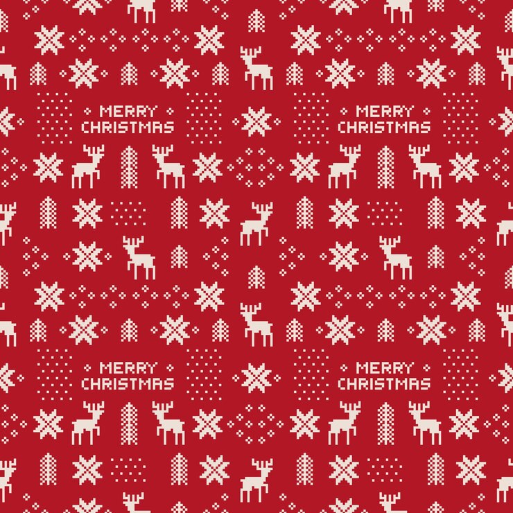 Vector patrones de navidad rojo retro inconsútil con venados