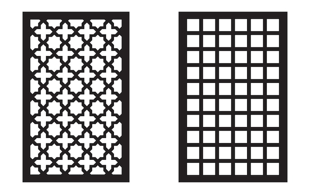 Patrones negros con fondo blanco Motivos islámicos y geométricos para cnc y corte por láser