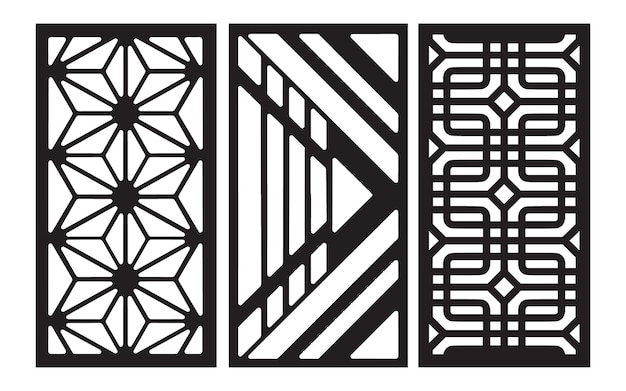 Patrones negros con fondo blanco Motivos islámicos y geométricos para cnc y corte por láser