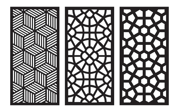 Patrones negros con fondo blanco Motivos islámicos y geométricos para cnc y corte por láser
