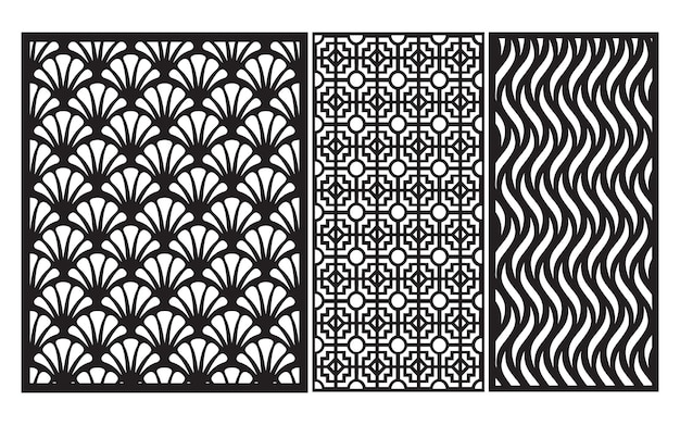 Patrones negros con fondo blanco Motivos islámicos y geométricos para cnc y corte por láser