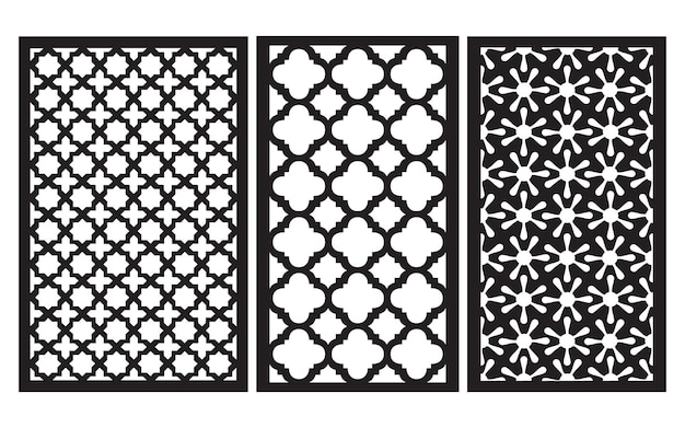 Patrones negros con fondo blanco Motivos islámicos y geométricos para cnc y corte por láser