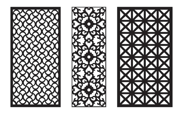 Patrones negros con fondo blanco Motivos islámicos y geométricos para cnc y corte por láser
