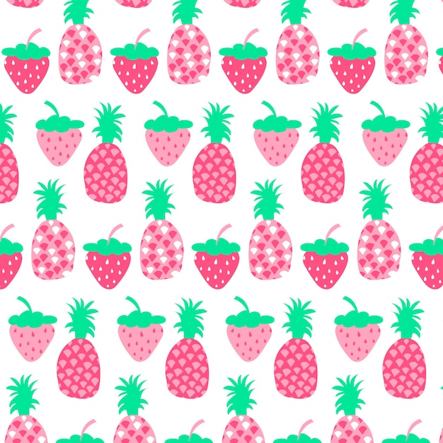 Patrones de piña y fresas