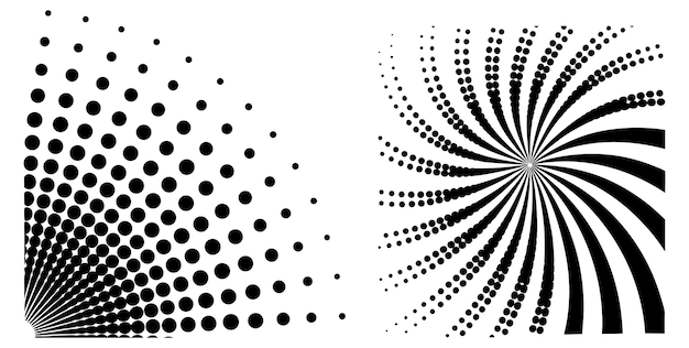 Patrones radiales abstractos con puntos y espirales