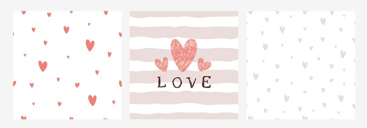 Patrones retro sin inconvenientes con líneas de corazones grunge y fondos de amor para el día de San Valentín Illustratio