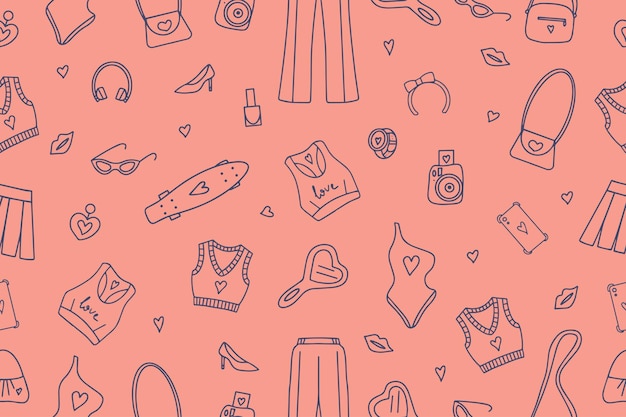 Los patrones rosados de moda sin costuras en el estilo Barbicore Ilustración vectorial