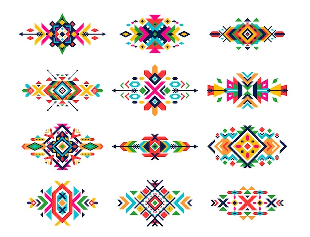 Vector patrones tribales mexicanos ornamento con motivos étnicos