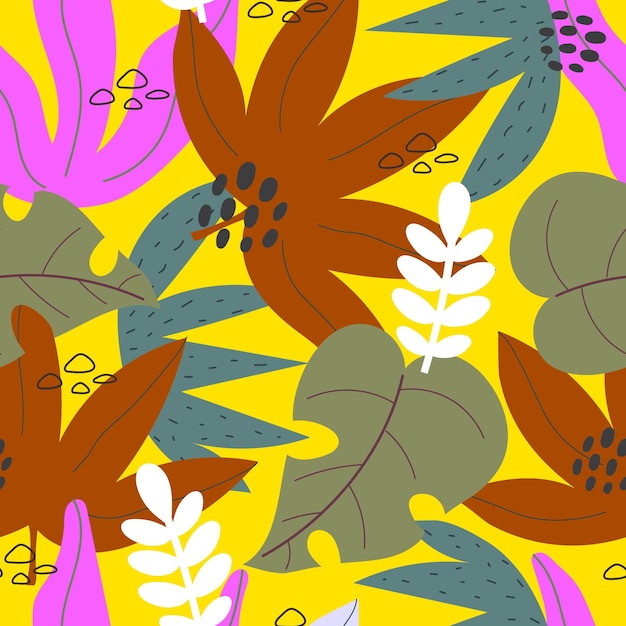 Patrones tropicales sin fisuras con hojas