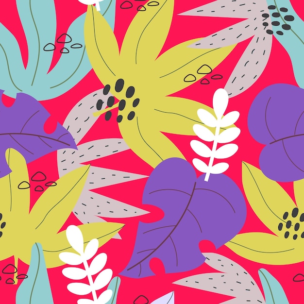 Patrones tropicales sin fisuras con hojas