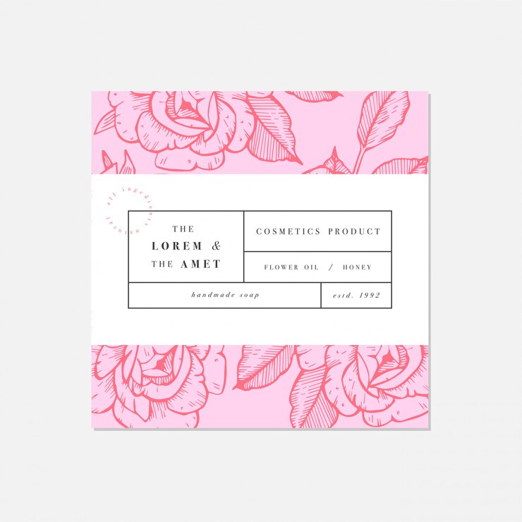 Patten para cosméticos con diseño de plantilla de etiqueta. Colección botánica. Cosmética orgánica y natural.