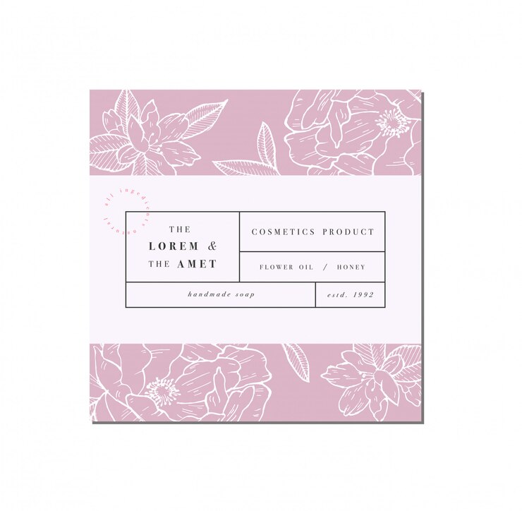 Patten para cosméticos con diseño de plantilla de etiqueta. Patrón o papel de regalo para paquetes y salones de belleza. Colección botánica. Cosmética orgánica y natural.