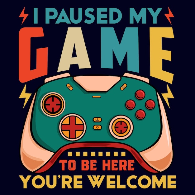 Pausé mi juego, diseño de camiseta de controlador de videojuegos