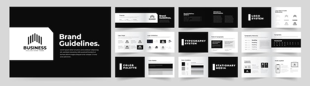 Pautas de marca y pautas de identidad de marca con color blanco y negro