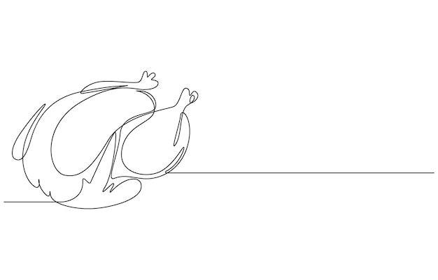 El pavo asado en el arte de la línea continua