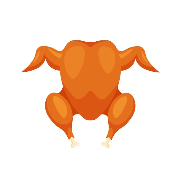 Pavo asado o pollo Carne frita Icono de comida Ilustración vectorial aislada Vista superior
