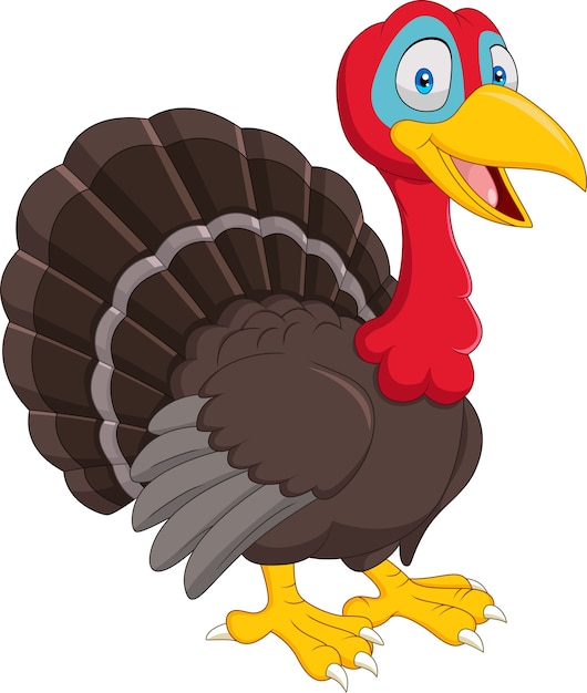 Pavo de dibujos animados aislado sobre fondo blanco