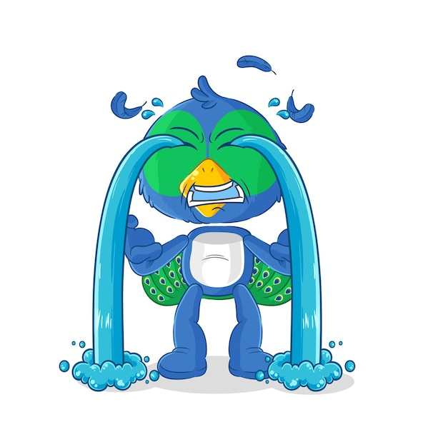 Pavo real llorando ilustración vector de caracteres