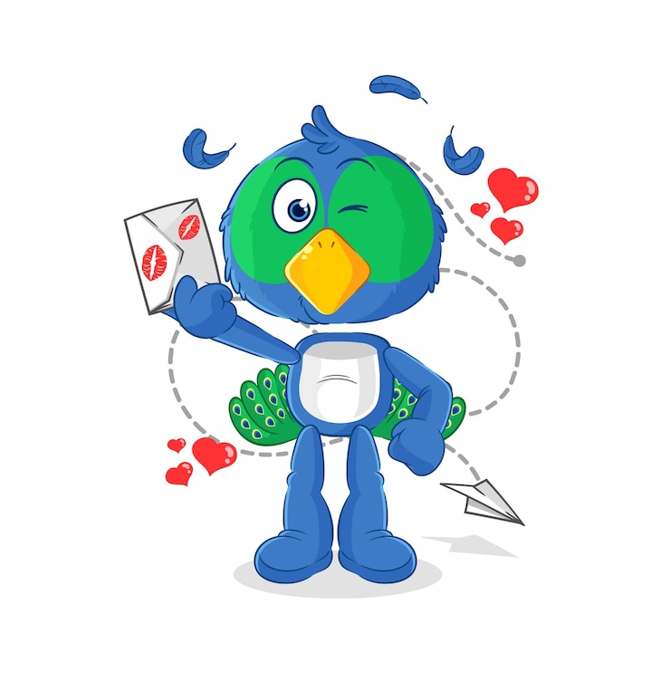 Vector pavo real mantenga vector de caracteres de ilustración de carta de amor