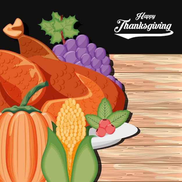 Pavo con uvas y comida del día de acción de gracias