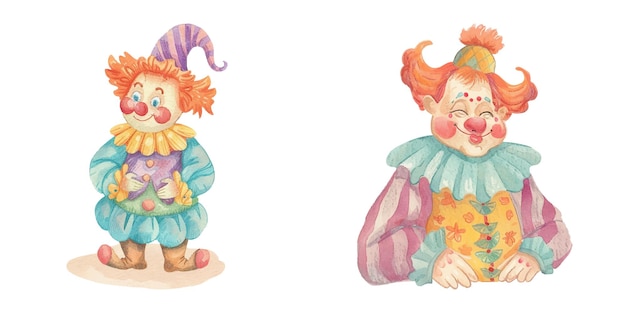 el payaso aterrador acuarela ilustración vectorial 9