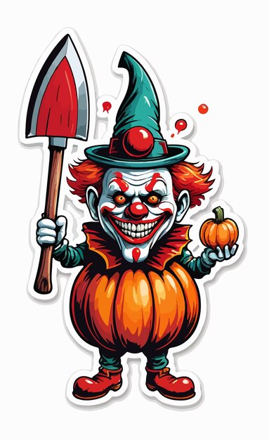 un payaso aterrador con una calabaza en la cabeza