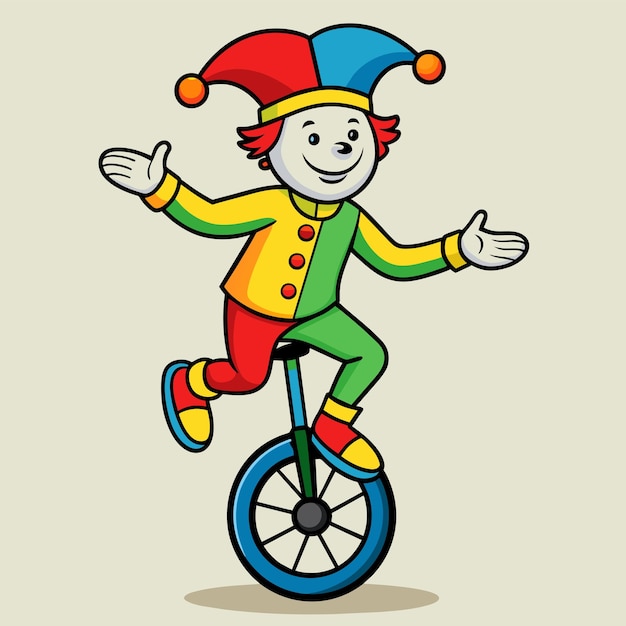 Vector un payaso en una bicicleta con un payaso en la espalda