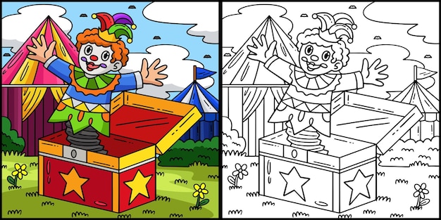 El payaso del circo en una caja Ilustración a color