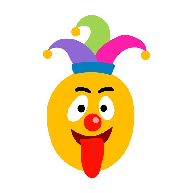 El payaso en la gorra de los tontos muestra la lengua