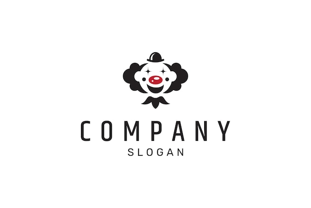payaso gracioso con sombrero en estilo de diseño de logotipo plano