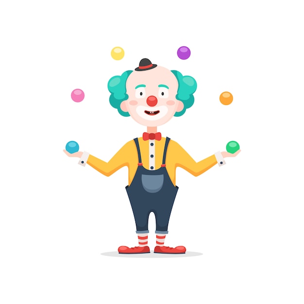 Payaso hace malabares con bolas de colores