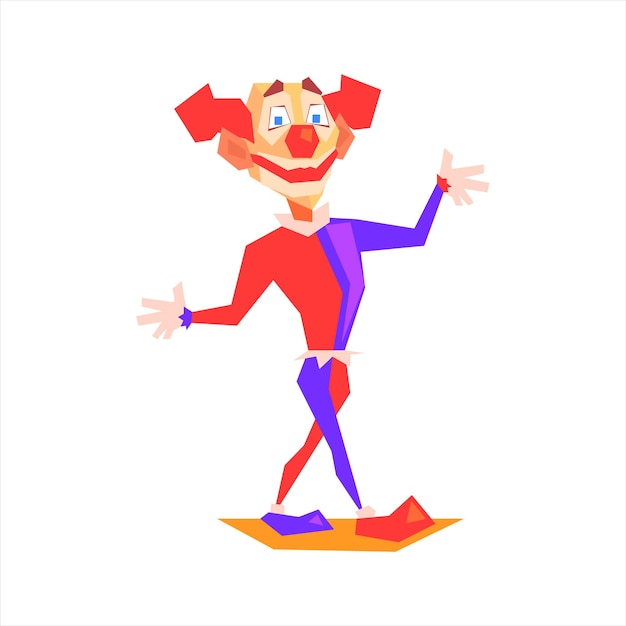 Vector payaso rojo del circo que realiza el diseño gráfico del vector plano ilustración aislada en el fondo blanco