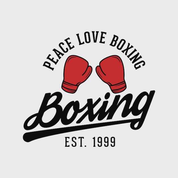 paz amor boxeo tipografía vintage boxeo camiseta diseño guantes ilustración