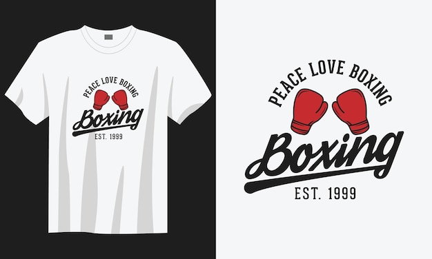 Paz amor boxeo tipografía vintage boxeo camiseta diseño guantes ilustración