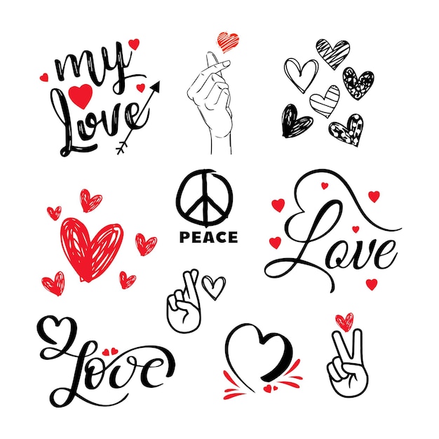 Vector paz amor y mano signo de la paz clipart ai generado