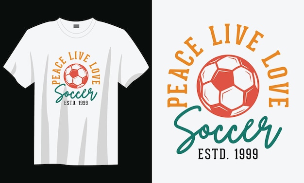 paz, vivo, amor, fútbol, vendimia, tipografía, fútbol, lema, camiseta, diseño, ilustración