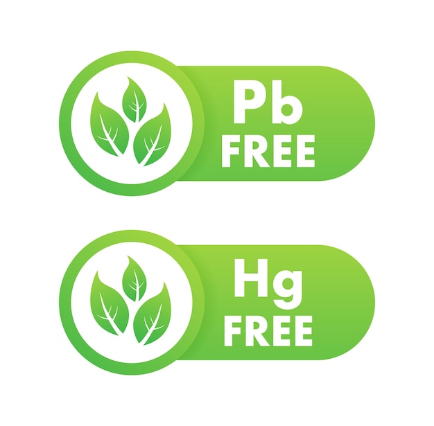Pb libre Hg libre plomo y mercurio icono libre Vector stock ilustración
