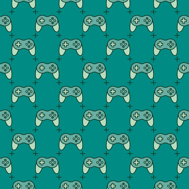 Vector pc gamepad vectorial controlador de juegos inalámbrico patrón sin costuras creativo verde