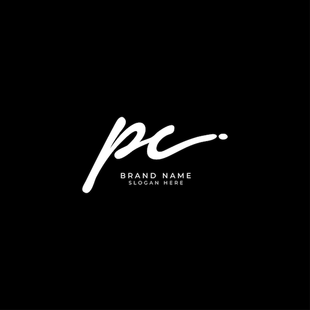 PC logotipo de firma manuscrita plantilla de logotipo vectorial para negocios de belleza, moda y fotografía