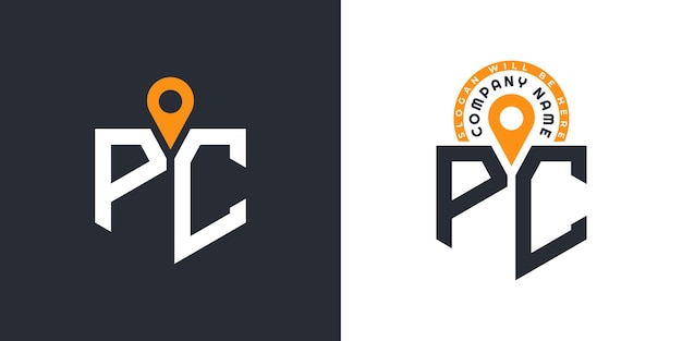PC Ubicación Logo Bundle Carta PC Logo Iconos de doble vector para el reclutamiento y la navegación