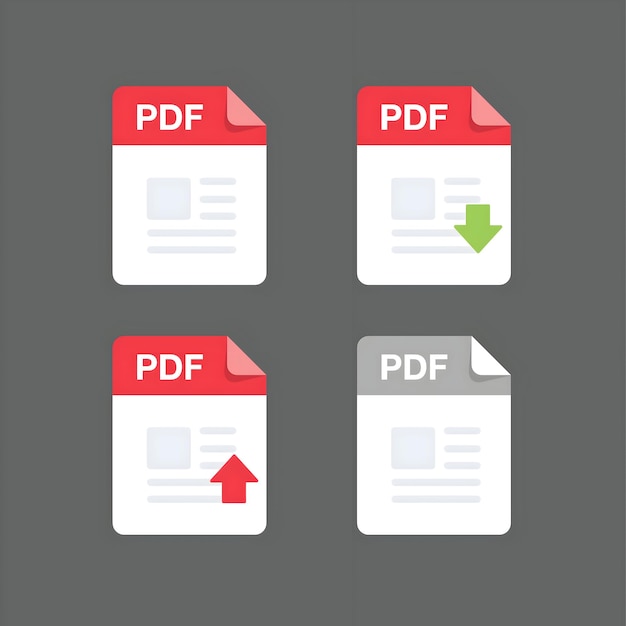 pdf document icons showing download and upload functionalities