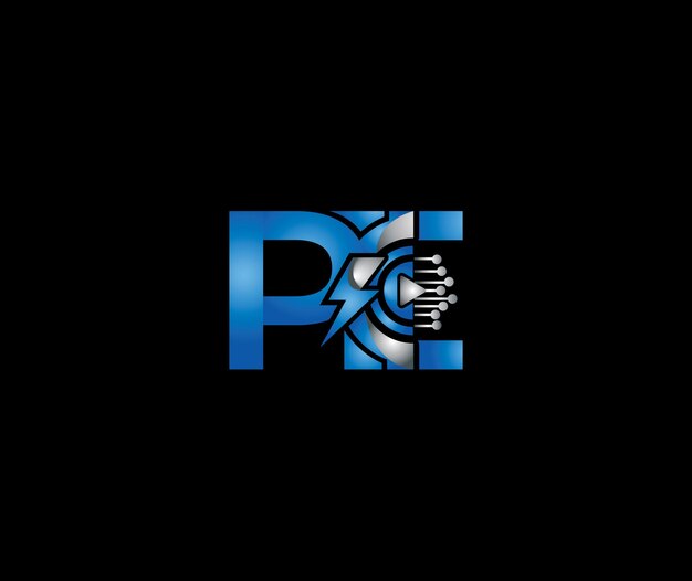 PE carta energía eléctrica creativa concepto de empresa de diseño de logotipo moderno