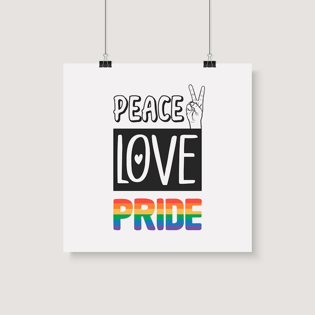 Peace love pride vector design para tshirt plackard print pride month celebrate concept typography qute con lgbt rainbow transgender flag lgbt gays lesbians fight for human rights