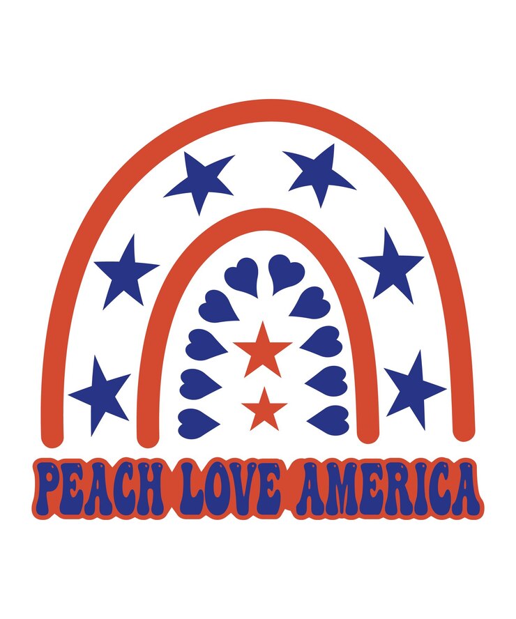 Vector peach love america 4 de julio vector diseño de camiseta