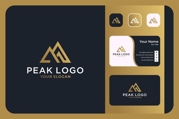 Peak mountain elegante diseño de logotipo y tarjeta de visita