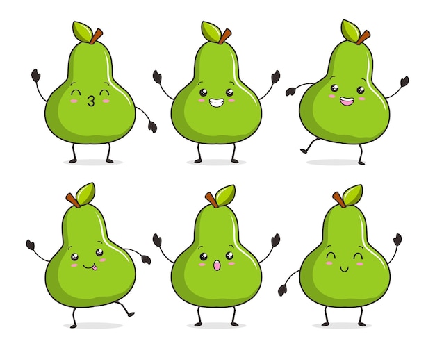 pear cartoon kawaii ilustraciones