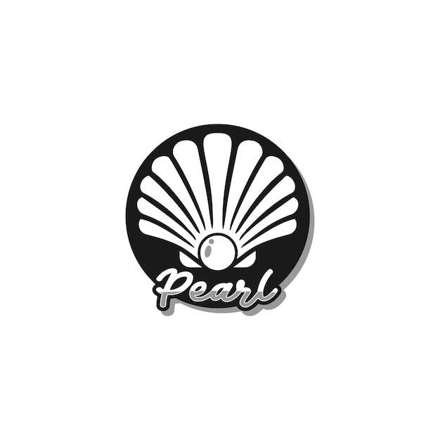 Vector pearl seashell oyster scallop shell bivalve cockle mejillón clam diseño de logotipo de silueta simple