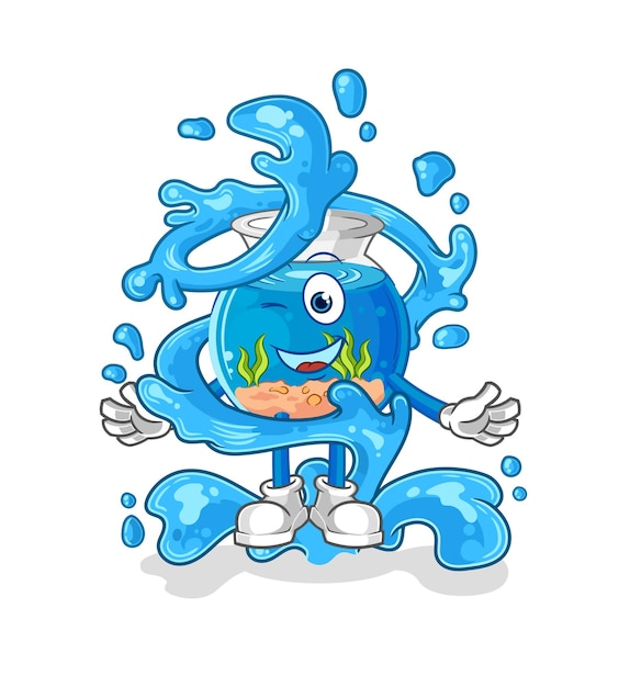 Vector pecera fresca con vector de dibujos animados de mascota de agua